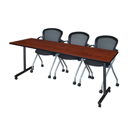 Regency Regency Kobe 84 x 24 in. Mobile T-Base Training Table- Cherry, 2 Cadence Nesting Chairs MKTRCC8424CH23BK